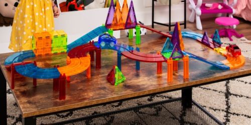 Magnetic Tile Race Car Track 212-Piece Set Only $49.99 Shipped | Includes 2 Cars
