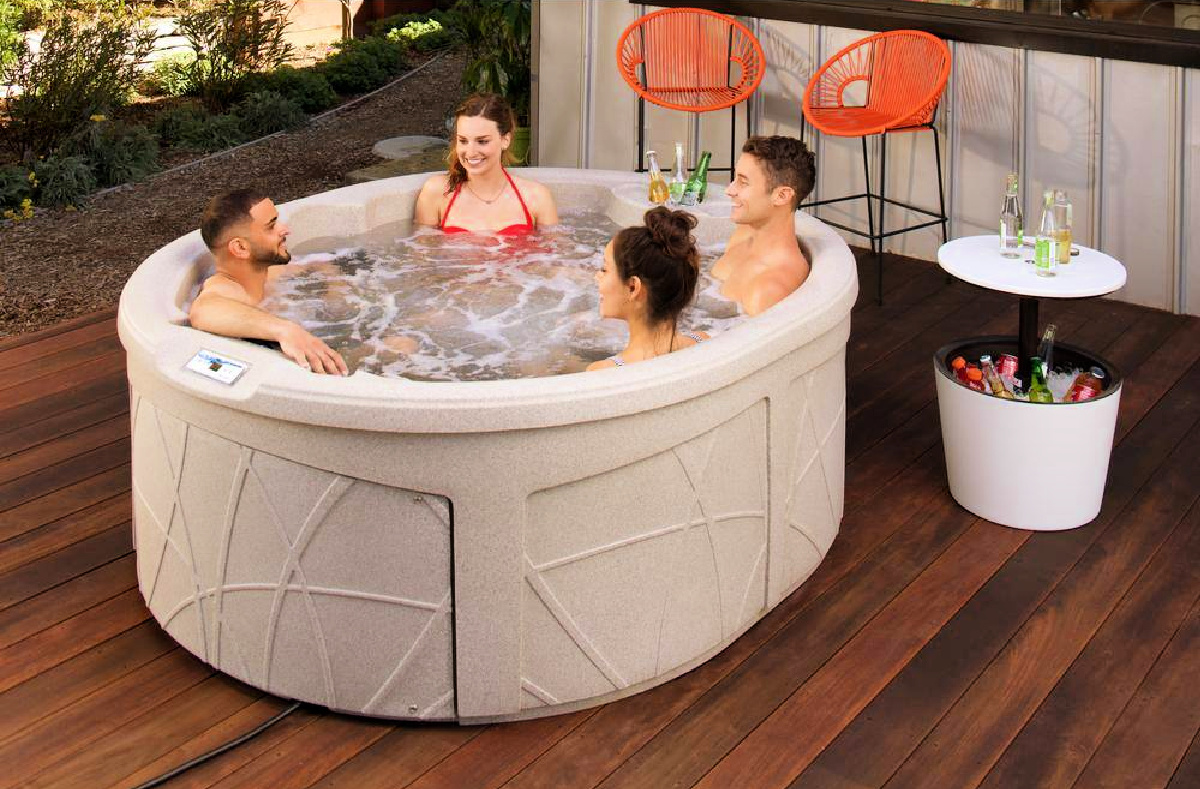 Lifesmart 4-Person 13-Jet 110-Volt Hot Tub in Sand with Multi-Color Underwater LED Light
