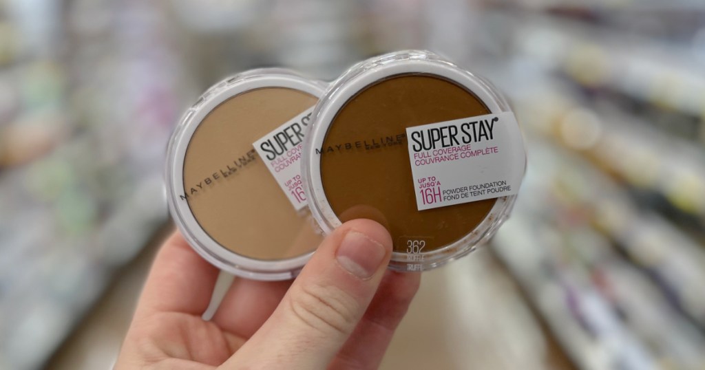 Maybelline Super Stay foundation in hand