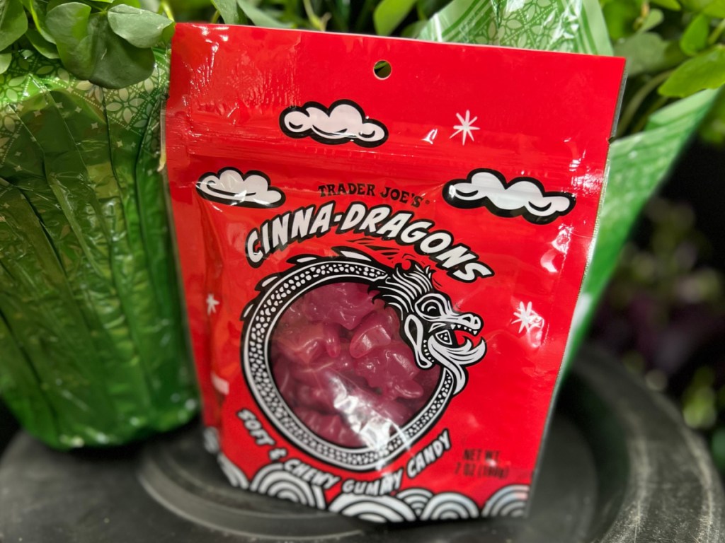 bag of red cinnamon dragon-shape candy in store