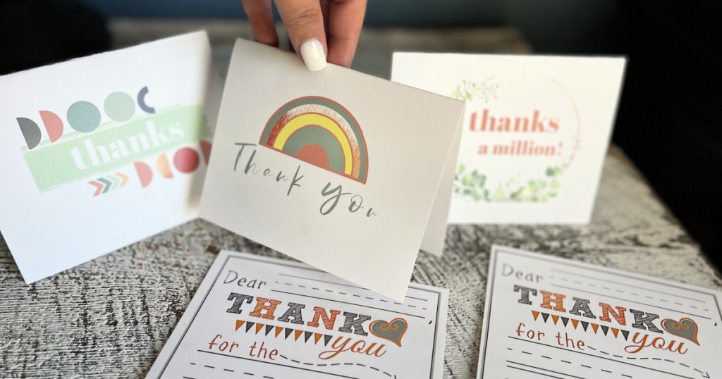 selection of free printable thank you cards