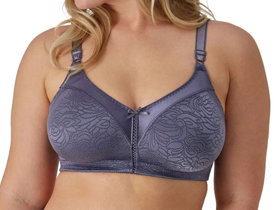 woman wearing a blue lacy Bali bra