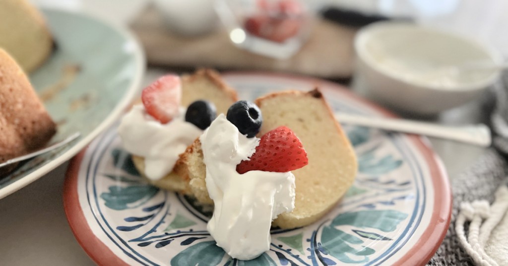cream cheese pound cake with berries on top