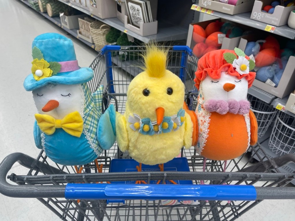 three easter birds in walmart cart