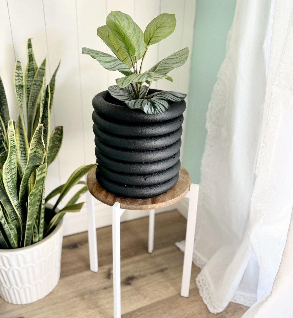 modern dollar tree diy planter with faux plant