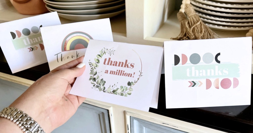 thank you cards on counter