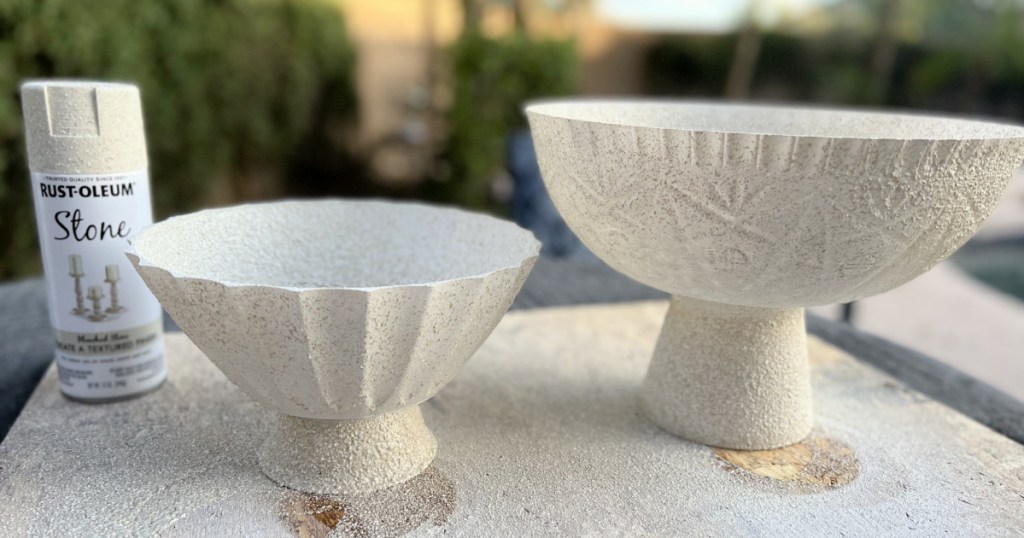 stone spray paint on plastic bowls