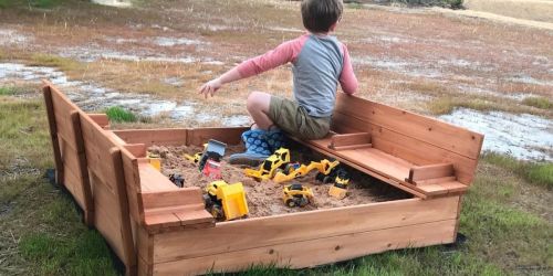 Kids Cedar Sandbox w/ Bench Seat Cover Only $104.99 Shipped