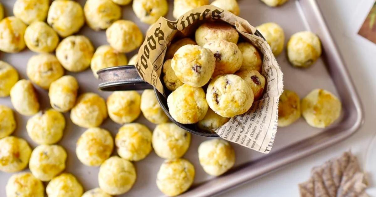 baked goods on champagne colored baking sheet