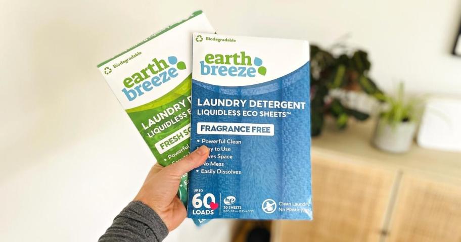 Earth Breeze Laundry Detergent Sheets 60-Count Boxes in Fresh Scent or Fragrance Free