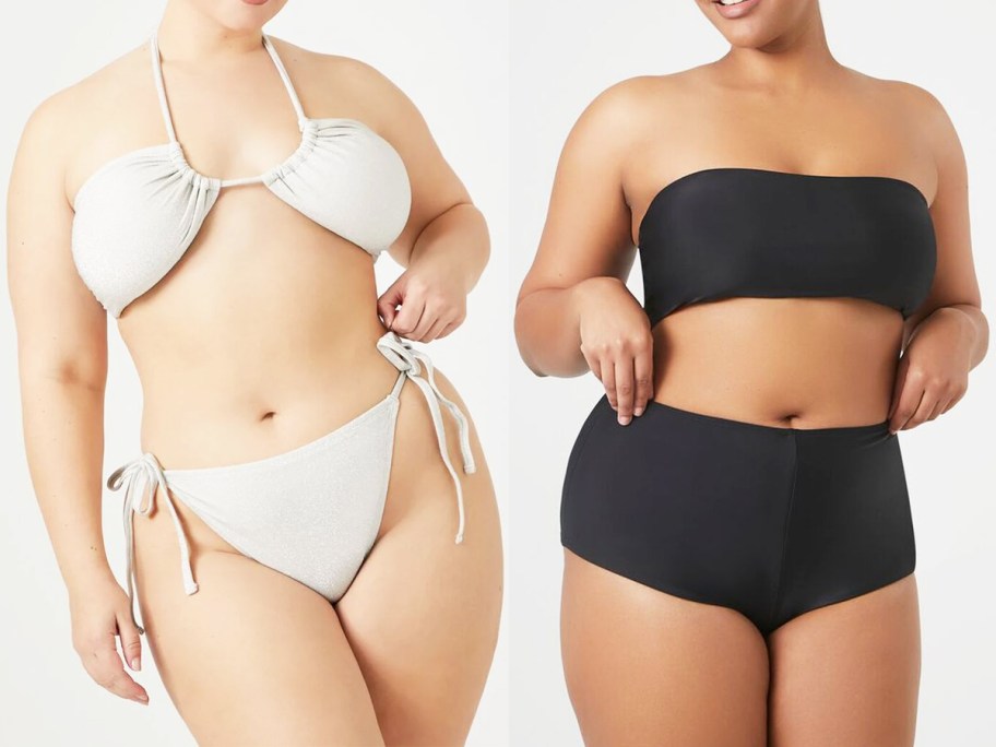 women in white and black bathing suits