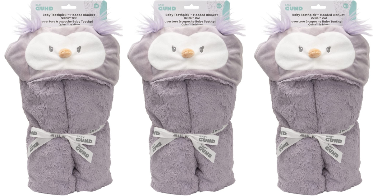 GUND 6059004 Toothpick Owl Hood Baby Blanket