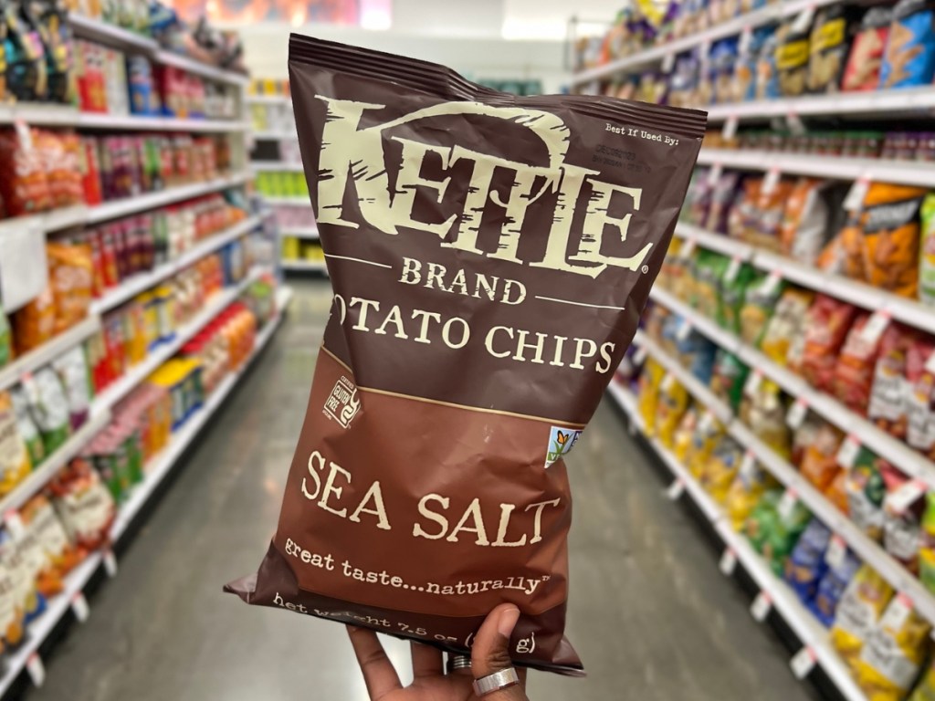 Kettle Brand Potato Chips 7.5oz Bag in Sea Salt