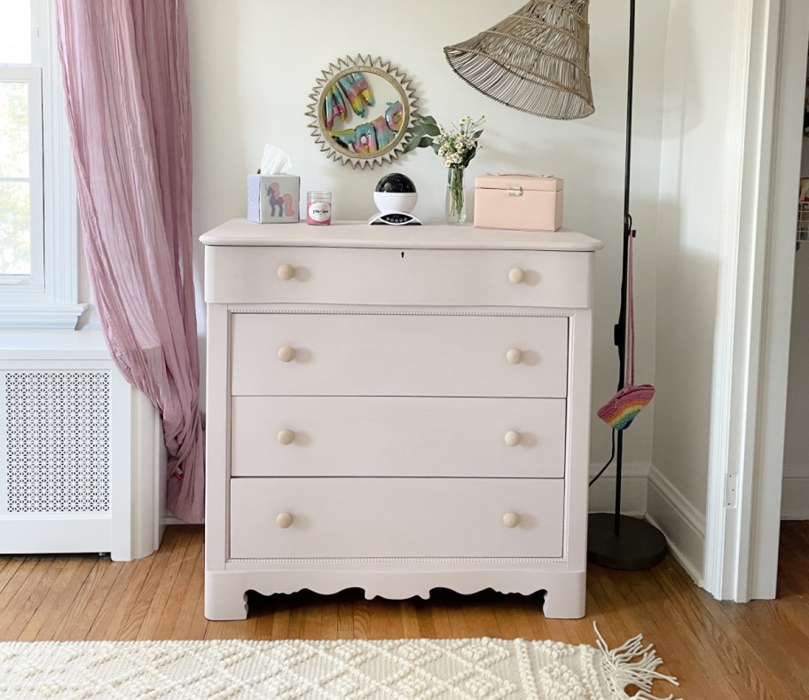 after dresser painted with rustoleum chalk paint 