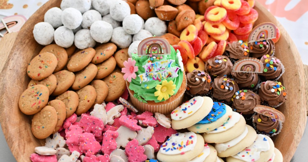 birthday themed snack board