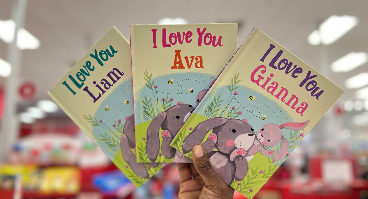 personalized easter name book at target in woman's hand