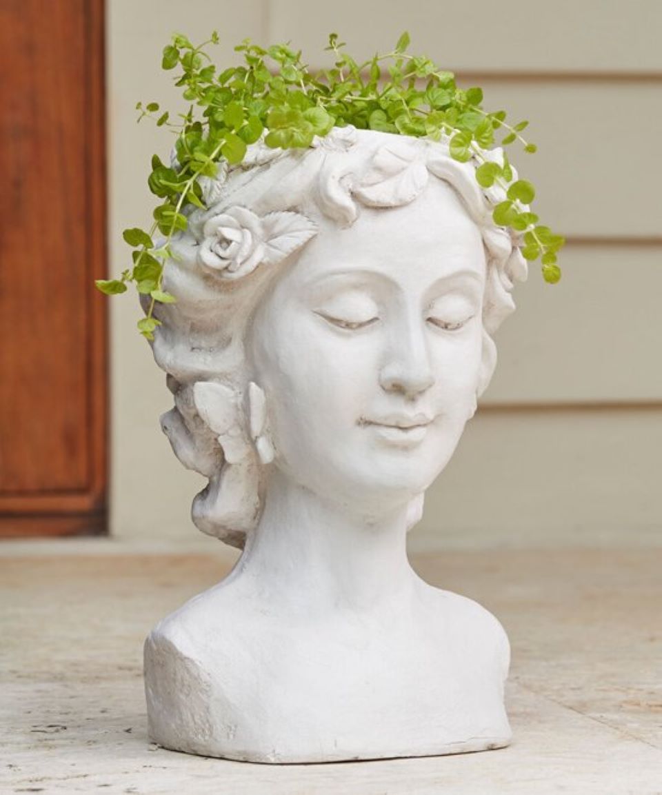 Brylane Home Stone Grecian Bust Planter