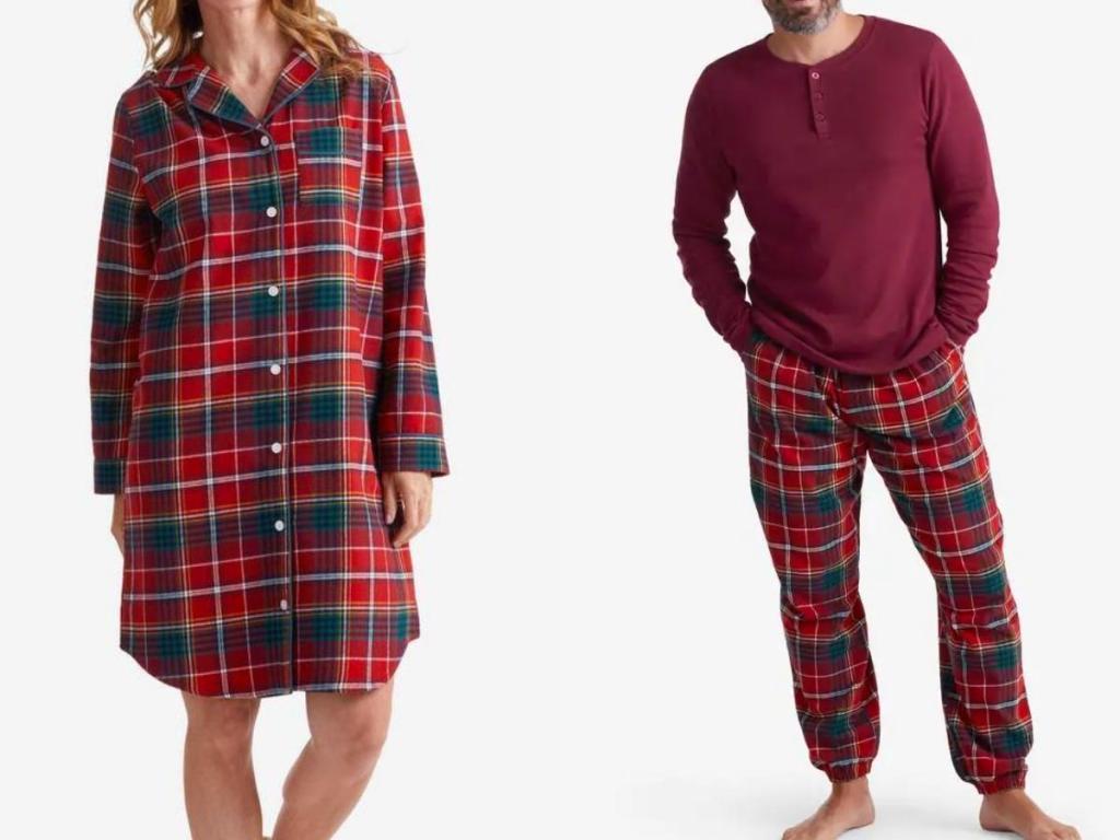 Natural Company Cotton Family Flannel Women's Nightshirt and Men's PJ Set