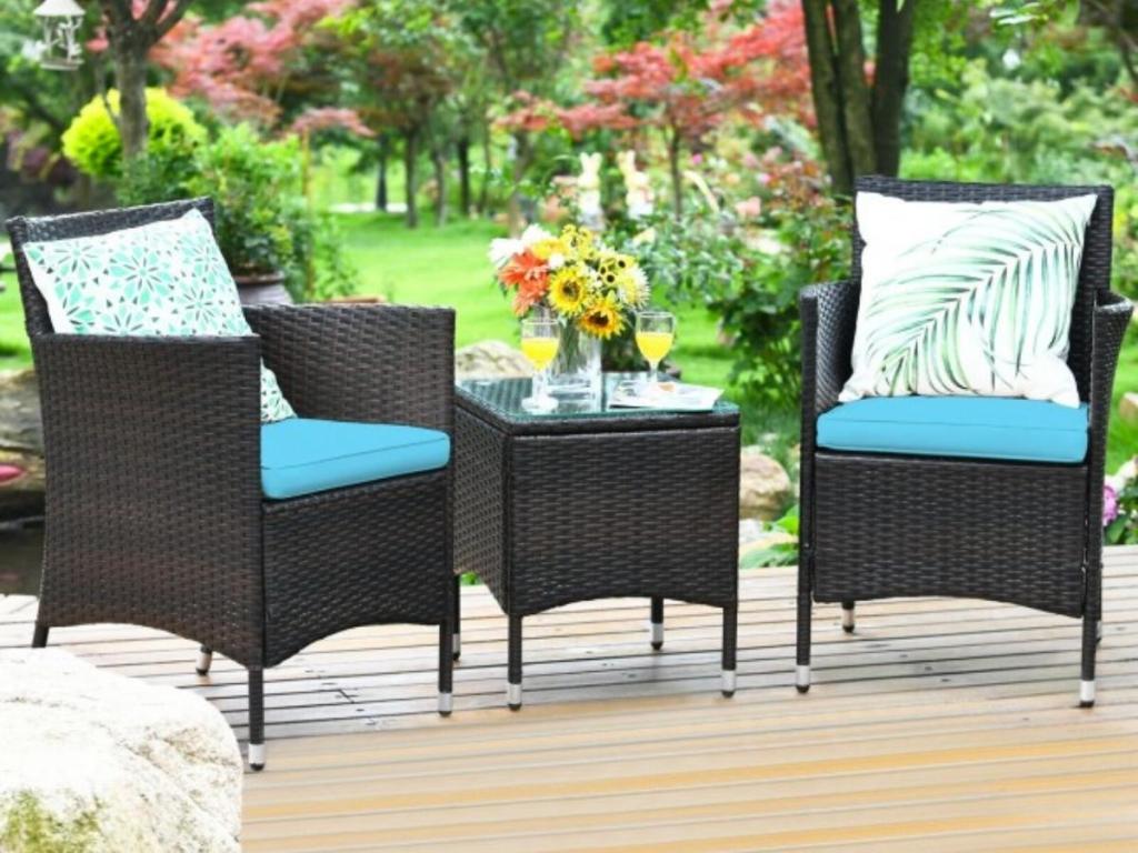 Costway Wicker Rattan Patio Furniture Conversation Set