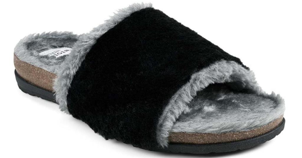 Earth Origins Women's Black Fur Faux Fur Slides