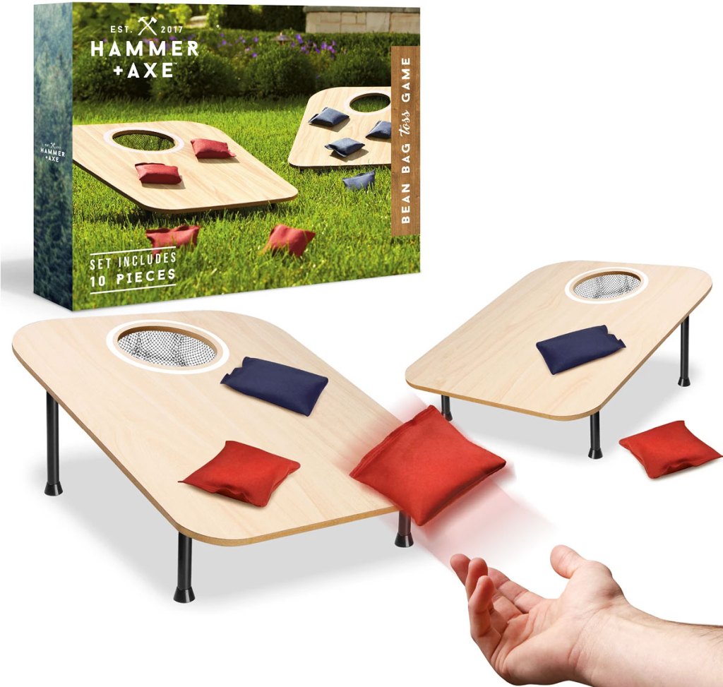 Hammer + Axe Wood Bean Bag Corn Hole Game Set