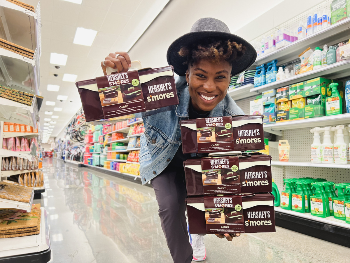 person holding a stack of Hershey's S'mores Caddy