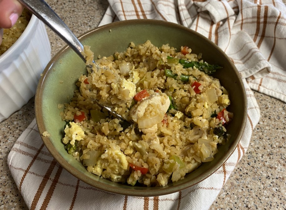 A bowl of keto cauliflower rice