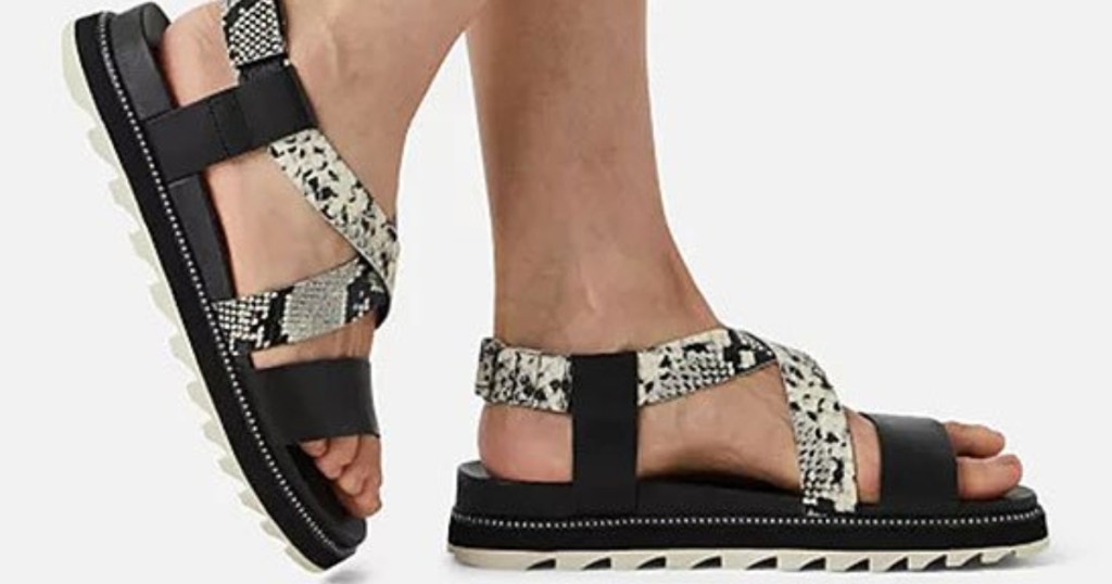 Sorel Sandals black and snake skin