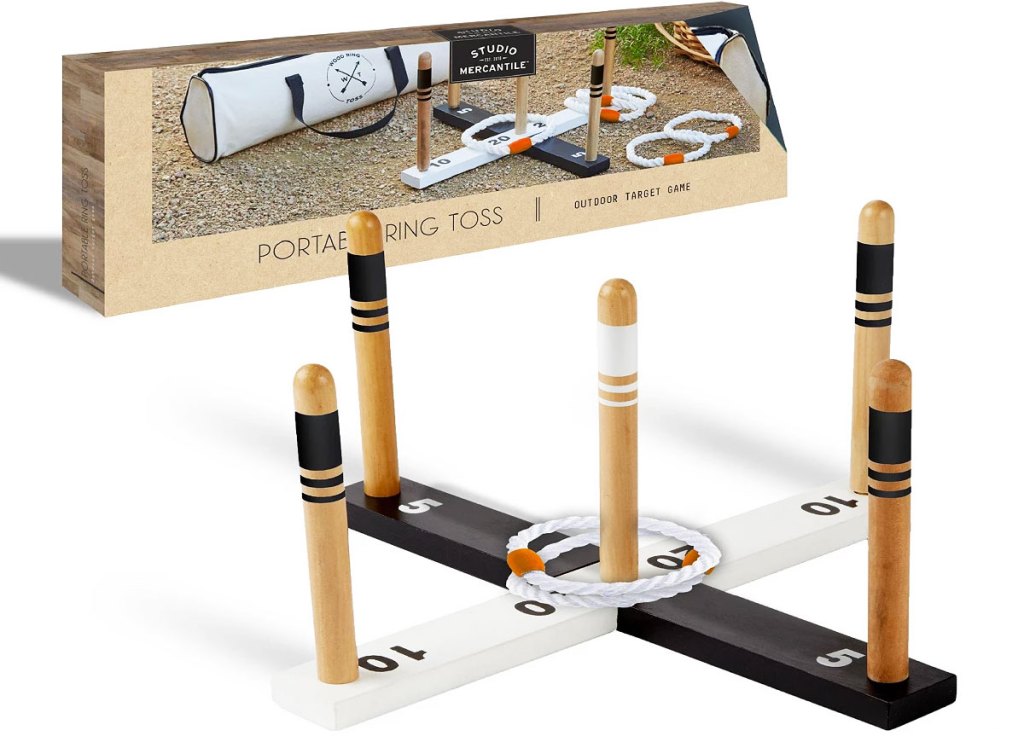 wood ring toss set