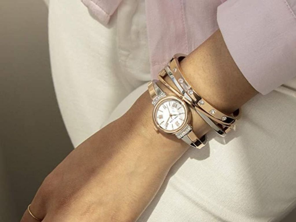 Anne Klein women's truck and bangles on women's wrist