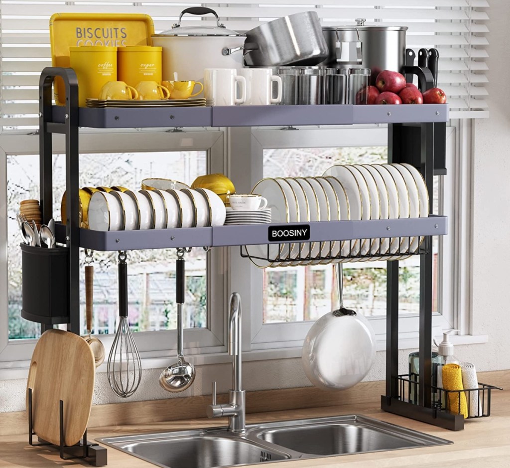 dish drying rack over a sink