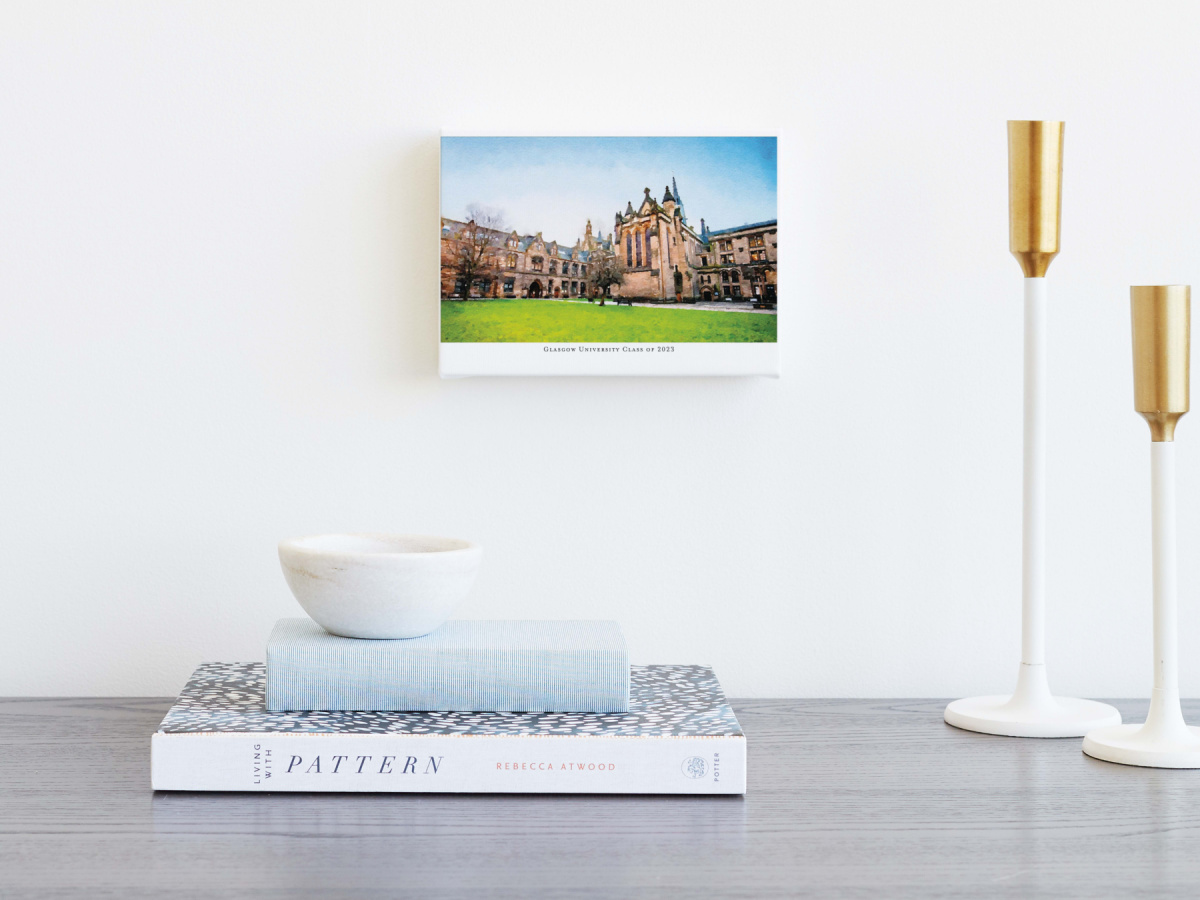 portrait of college hanging on wall