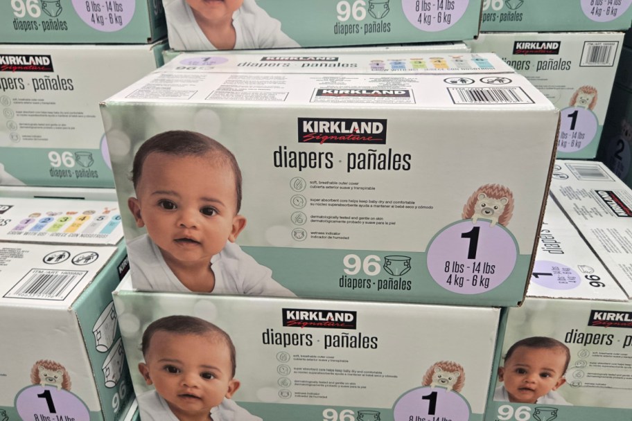 stacked diaper boxes