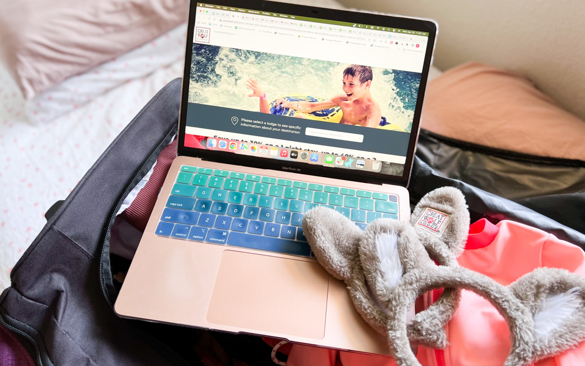 laptop on luggage