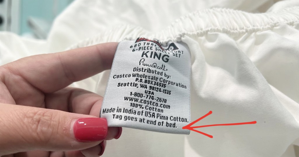 kirkland sheets tag