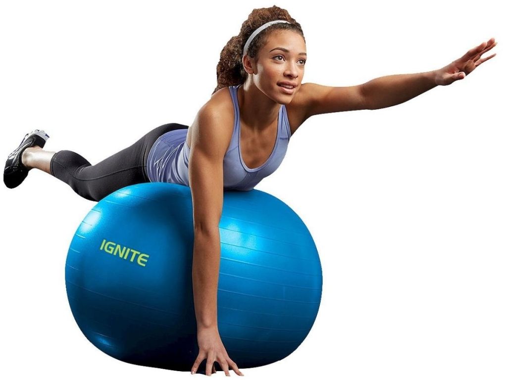 woman using exercise ball