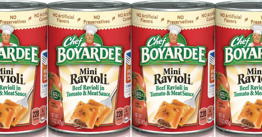 4 cans of Chef Boyardee mini beef ravioli