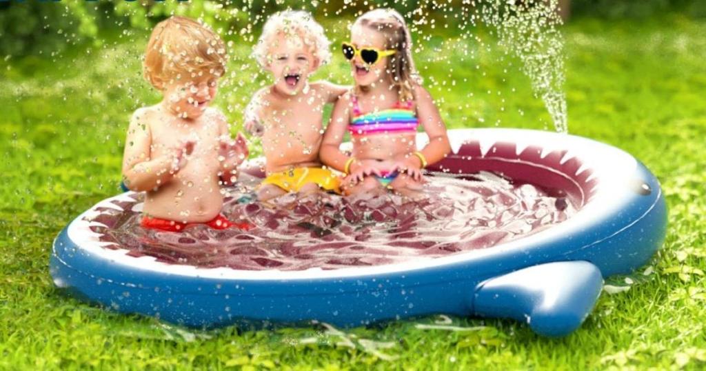 Jasonwell Shark Splash Pad Sprinkler Pool