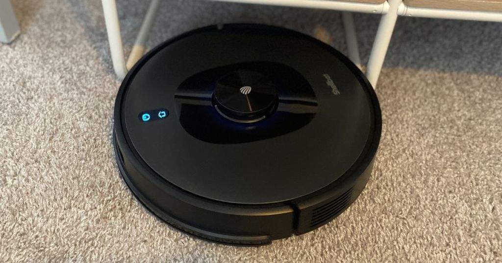 black robot vacuum and mop