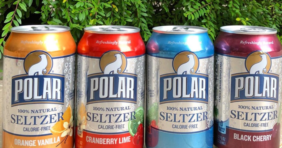 Polar Seltzer Water cans in row