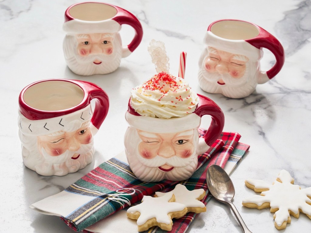 Pottery Barn Santa Claus Mugs