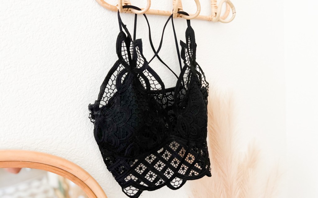 bralette on rattan hooks