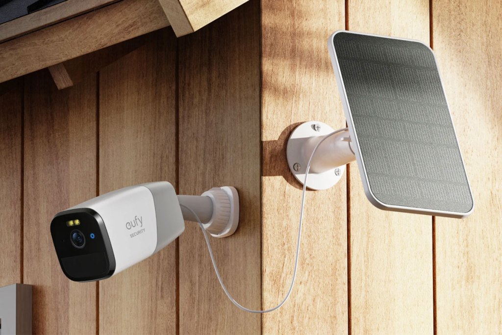security camera and solar panel