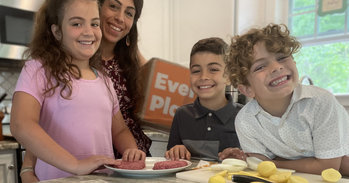 family making dinner