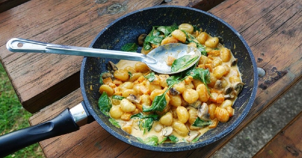 campfire cooking - pumpkin gnocchi camper mate recipe