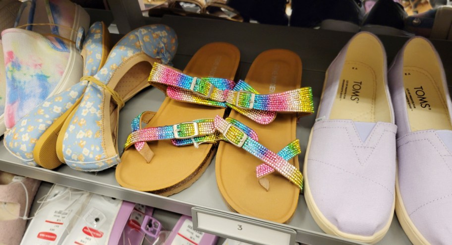 kids sandals on shelf