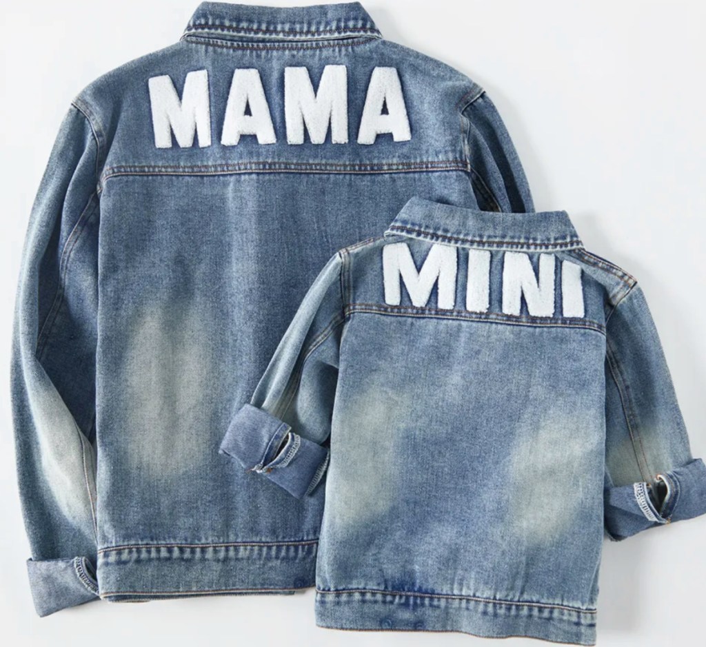mama and mini matching denim jackets 