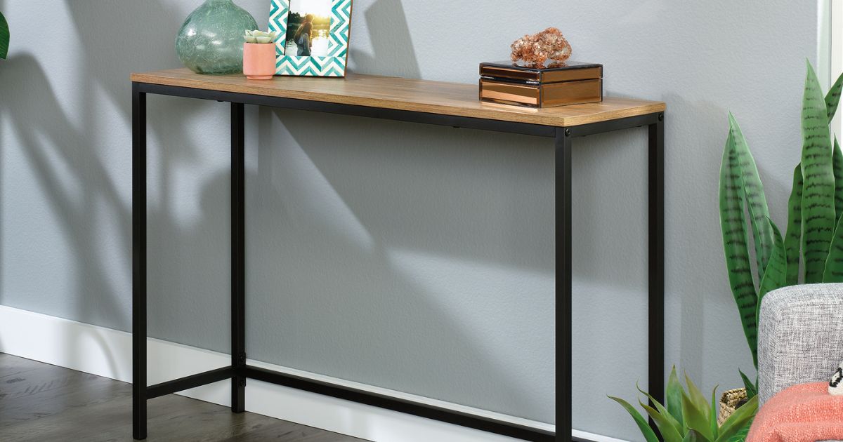 Sauder Curiod 41.5" Metal Frame Sofa Console Table