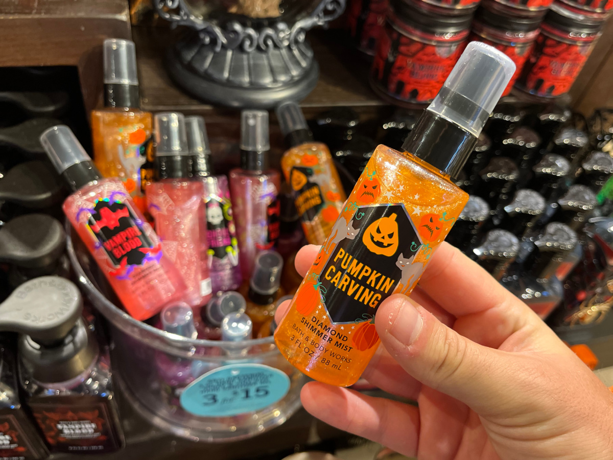 Halloween-themed shimmer body mist in store