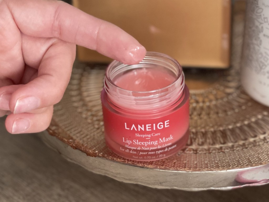 open container of Laneige Lip mask in pink color 